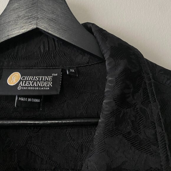 Christine Alexander Cotton Blend Rhinestone Button Black Textured Jacket - Picture 5 of 15